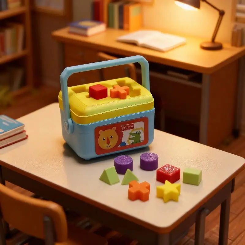 New 1 Set Doll House Nursery Decoration Photography Prop Miniature Shape Sorting Toy Box Dollhouse Educational Toy Model