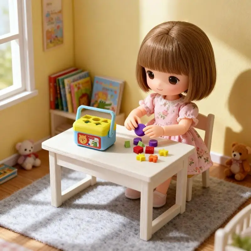 New 1 Set Doll House Nursery Decoration Photography Prop Miniature Shape Sorting Toy Box Dollhouse Educational Toy Model