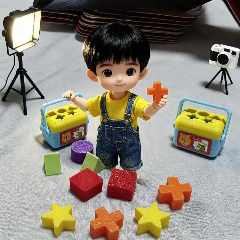 New 1 Set Doll House Nursery Decoration Photography Prop Miniature Shape Sorting Toy Box Dollhouse Educational Toy Model
