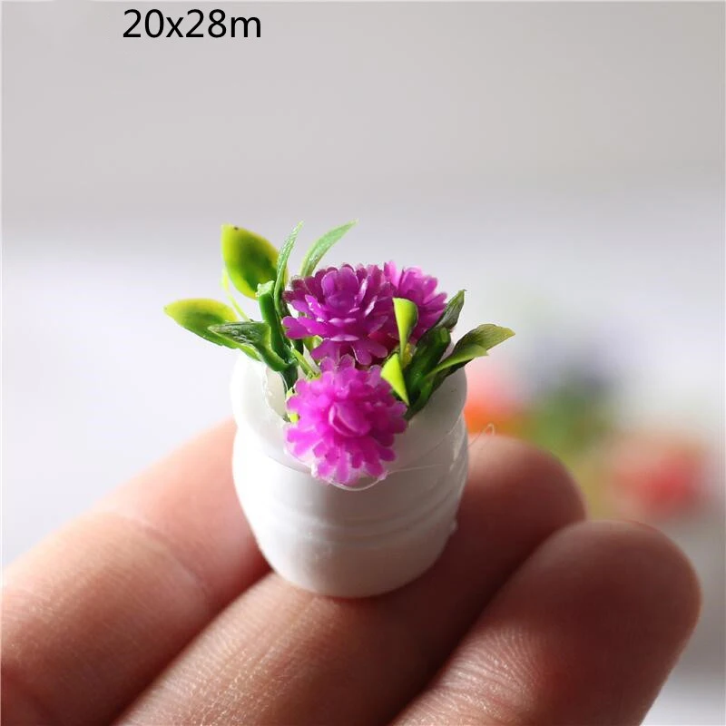 ★▲3pcs/lot 1:12 Dollhouse Miniature Green Plant Pot Potted Flowers Furniture Home Decor Accessories Random