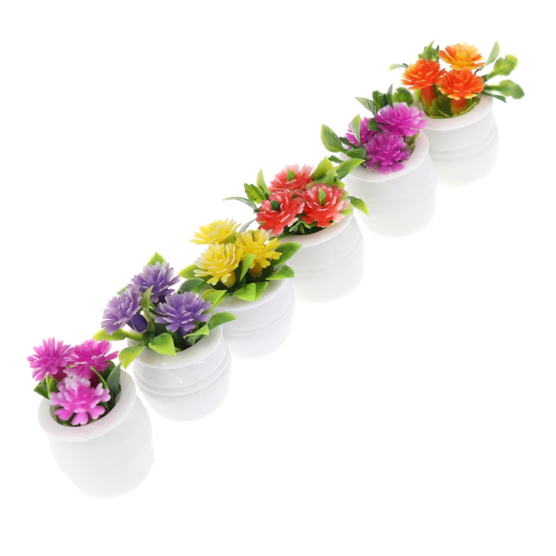 ★▲3pcs/lot 1:12 Dollhouse Miniature Green Plant Pot Potted Flowers Furniture Home Decor Accessories Random