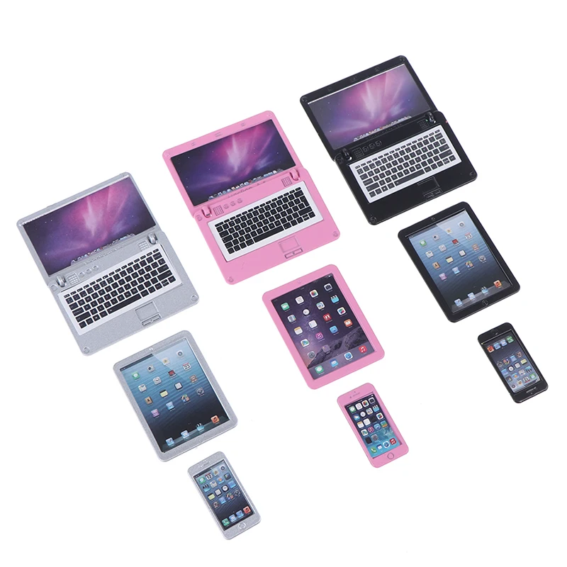 【M】3Pcs/set 1/6 Scale Dollhouse Miniature Mobile Phone Tablet Computer For Dolls