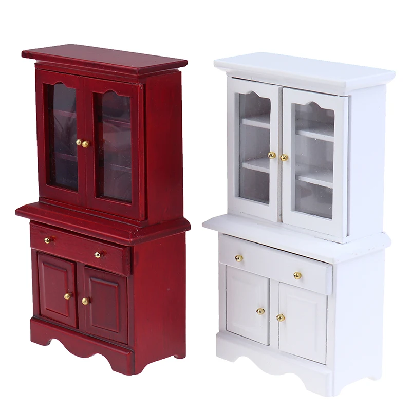 【M】1/12 Dollhouse Miniature Furniture Multifunction Wood Cabinet Bookcase Model Toy