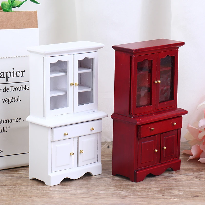 【M】1/12 Dollhouse Miniature Furniture Multifunction Wood Cabinet Bookcase Model Toy