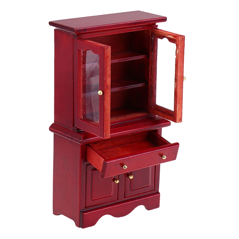 【M】1/12 Dollhouse Miniature Furniture Multifunction Wood Cabinet Bookcase Model Toy