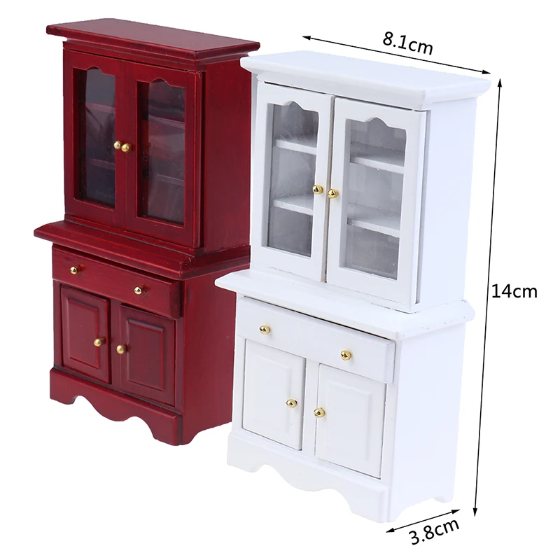 【M】1/12 Dollhouse Miniature Furniture Multifunction Wood Cabinet Bookcase Model Toy