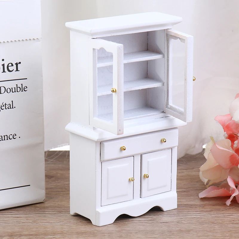【M】1/12 Dollhouse Miniature Furniture Multifunction Wood Cabinet Bookcase Model Toy