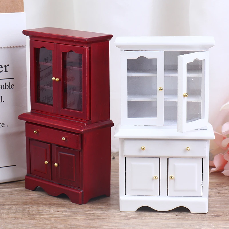 【M】1/12 Dollhouse Miniature Furniture Multifunction Wood Cabinet Bookcase Model Toy