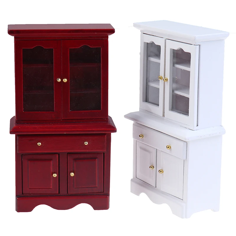 【M】1/12 Dollhouse Miniature Furniture Multifunction Wood Cabinet Bookcase Model Toy