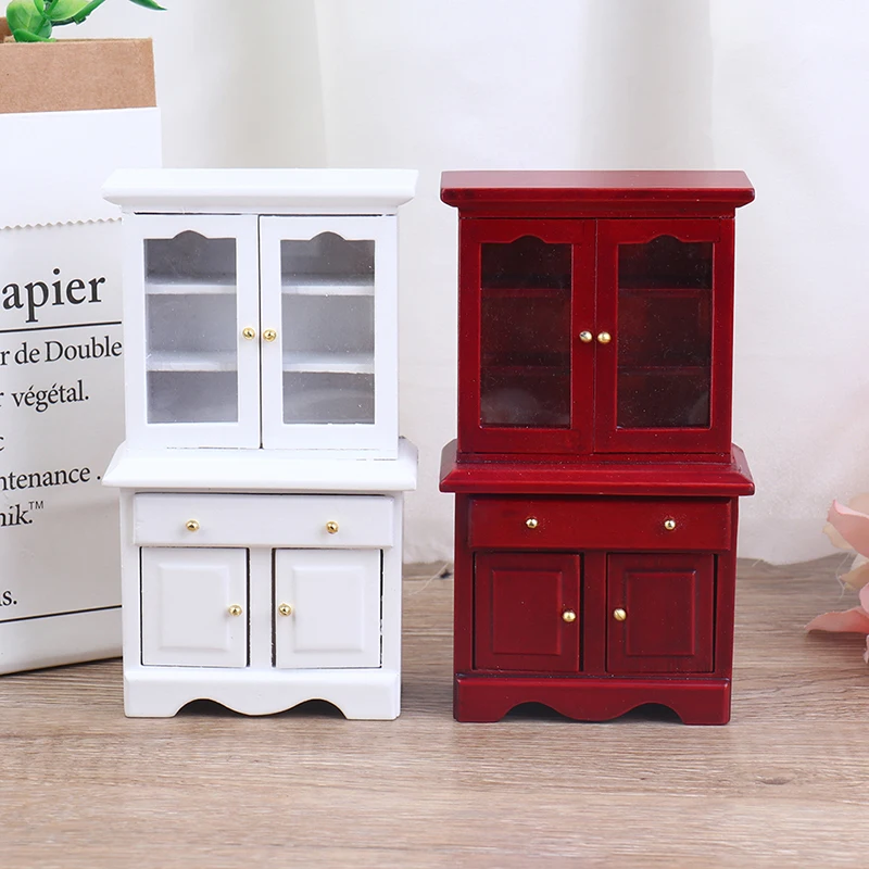 【M】1/12 Dollhouse Miniature Furniture Multifunction Wood Cabinet Bookcase Model Toy