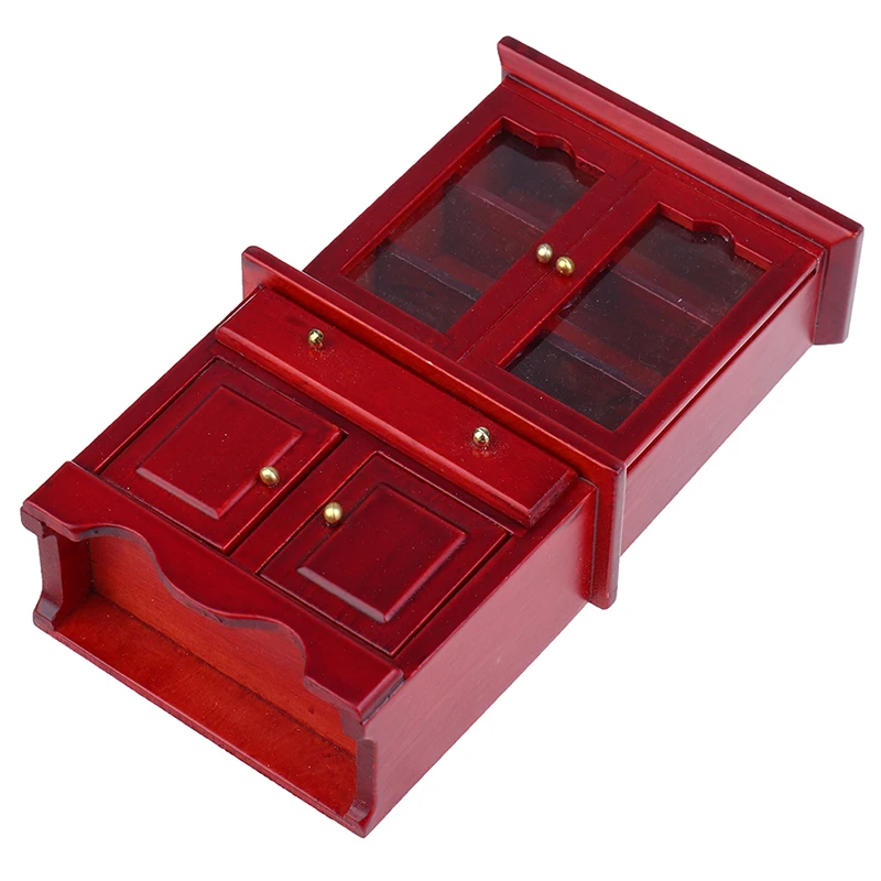 【M】1/12 Dollhouse Miniature Furniture Multifunction Wood Cabinet Bookcase Model Toy