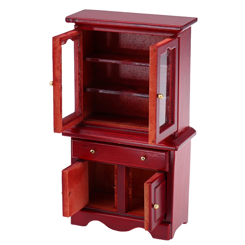 【M】1/12 Dollhouse Miniature Furniture Multifunction Wood Cabinet Bookcase Model Toy
