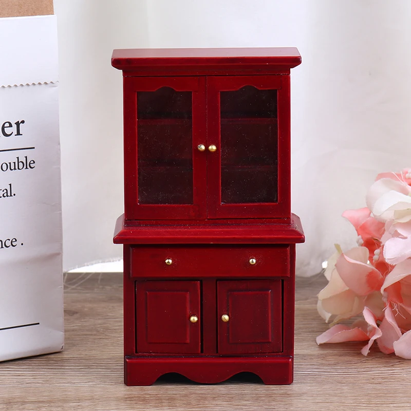 【M】1/12 Dollhouse Miniature Furniture Multifunction Wood Cabinet Bookcase Model Toy