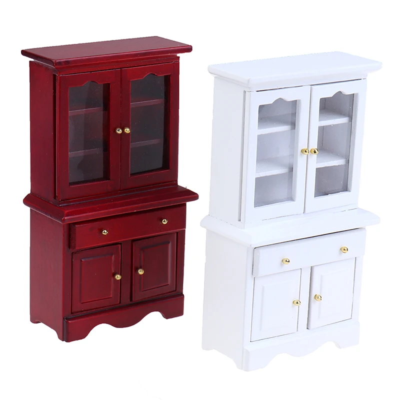 【M】1/12 Dollhouse Miniature Furniture Multifunction Wood Cabinet Bookcase Model Toy