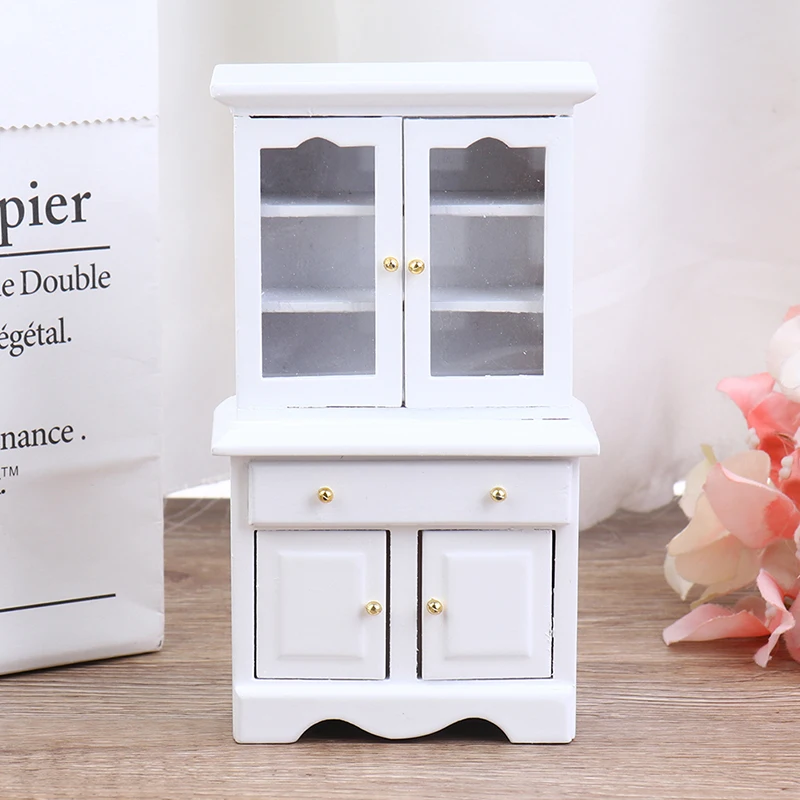 【M】1/12 Dollhouse Miniature Furniture Multifunction Wood Cabinet Bookcase Model Toy