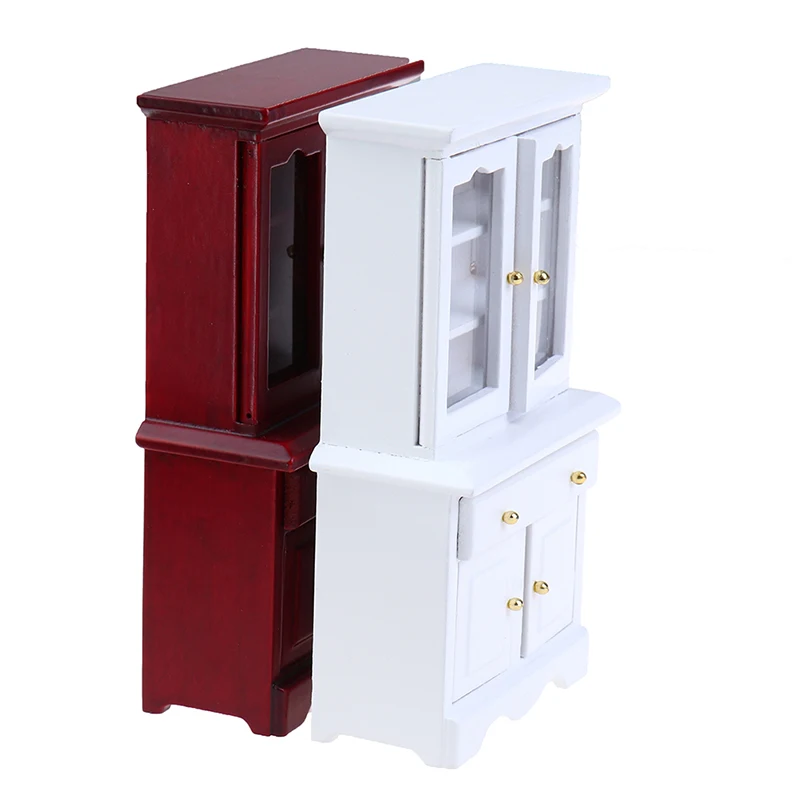 【M】1/12 Dollhouse Miniature Furniture Multifunction Wood Cabinet Bookcase Model Toy
