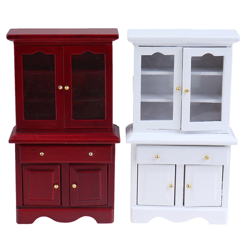 【M】1/12 Dollhouse Miniature Furniture Multifunction Wood Cabinet Bookcase Model Toy