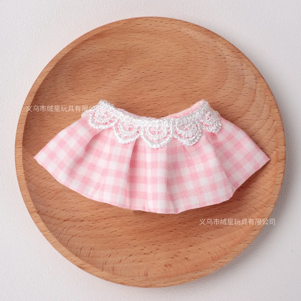 Cute Lace Pleated Mini Skirt for 10-20cm Cotton Doll Plaid Stripe Doll Dress Up Outfit Kawaii Doll Clothing Accessories DIY