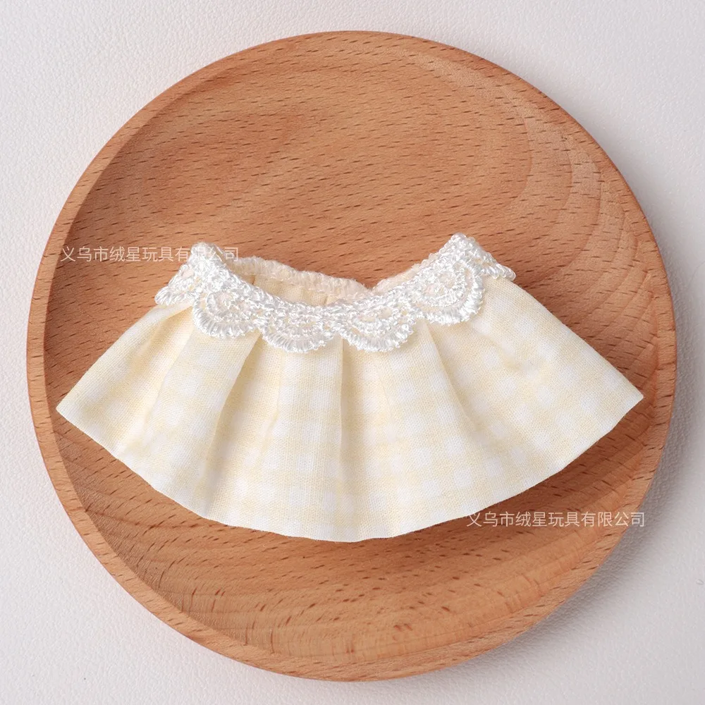 Cute Lace Pleated Mini Skirt for 10-20cm Cotton Doll Plaid Stripe Doll Dress Up Outfit Kawaii Doll Clothing Accessories DIY