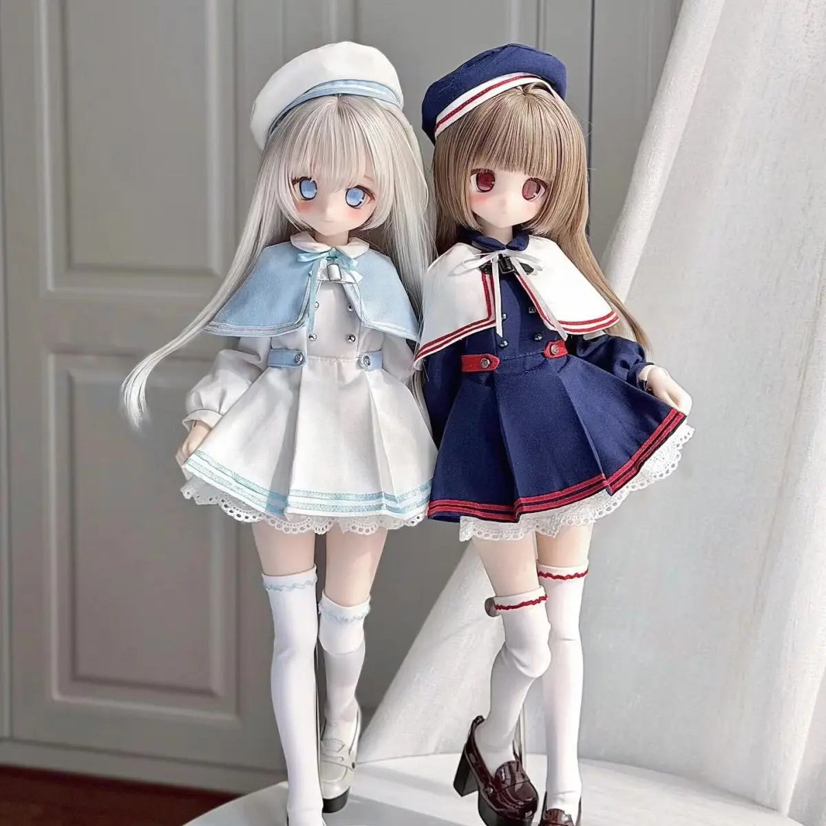 1/4 Doll's Clothes for 45cm Bjd Doll Navy Sailor Uniform Dress Girl Toys Dress Up Play House Fashion Doll Accessories, No Doll