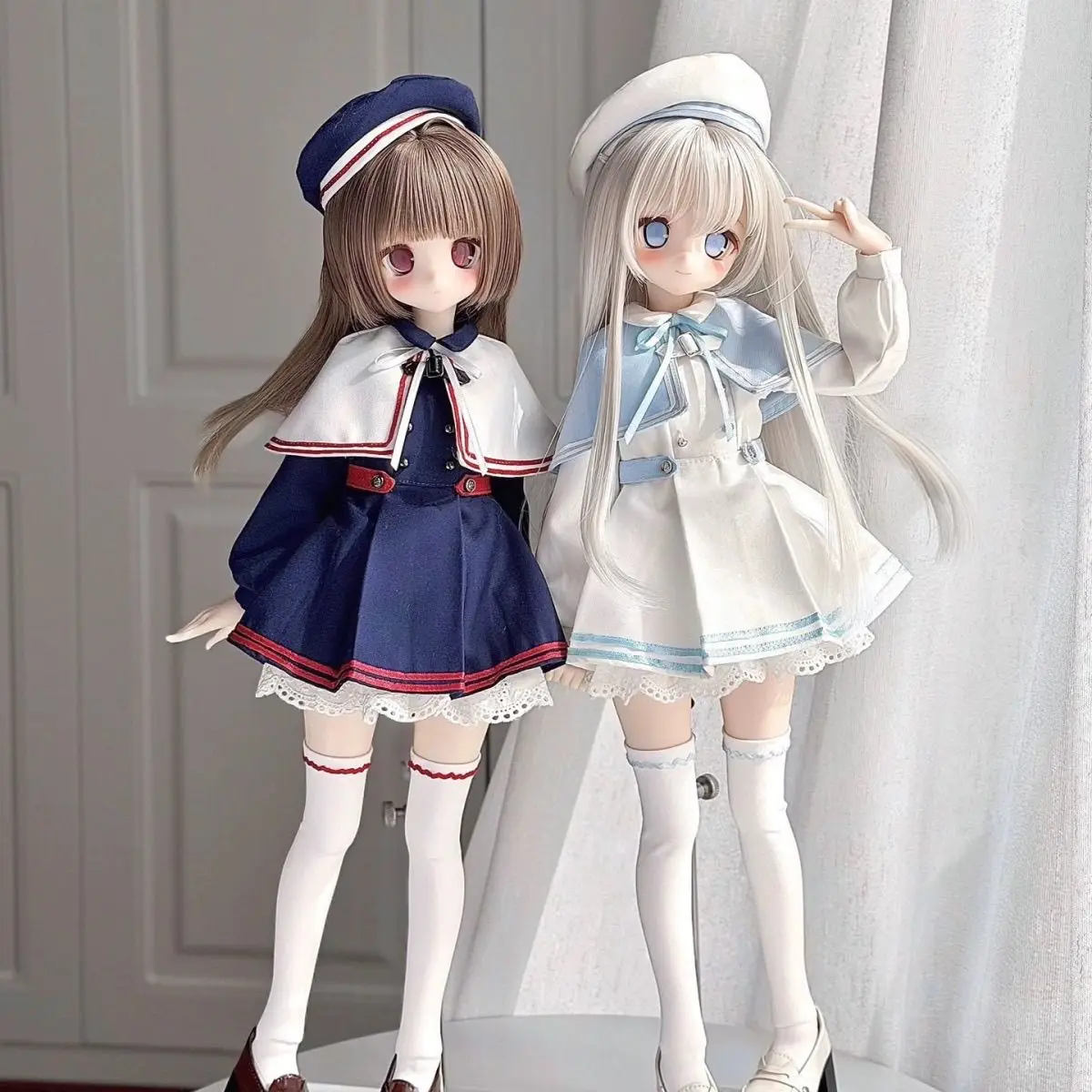 1/4 Doll's Clothes for 45cm Bjd Doll Navy Sailor Uniform Dress Girl Toys Dress Up Play House Fashion Doll Accessories, No Doll