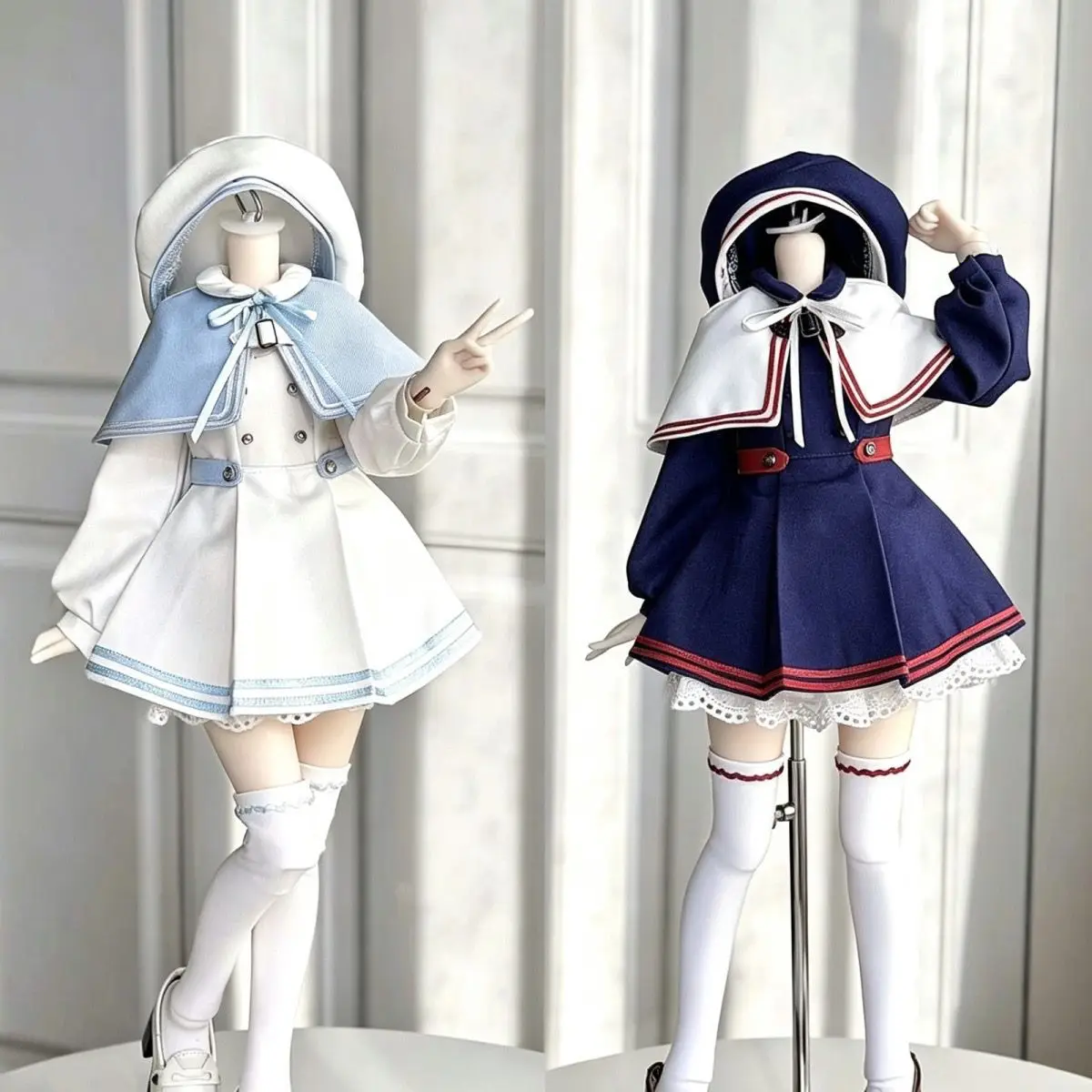 1/4 Doll's Clothes for 45cm Bjd Doll Navy Sailor Uniform Dress Girl Toys Dress Up Play House Fashion Doll Accessories, No Doll