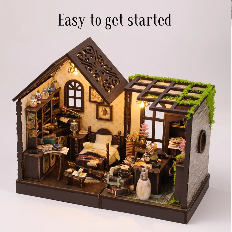 DIY Mini Doll House Wooden Miniature Kit Furniture Litht Dollhouse Furniture Handmade Model Assembly Toys Case Birthday Gifts