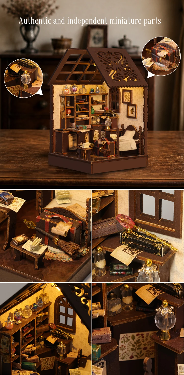 DIY Mini Doll House Wooden Miniature Kit Furniture Litht Dollhouse Furniture Handmade Model Assembly Toys Case Birthday Gifts