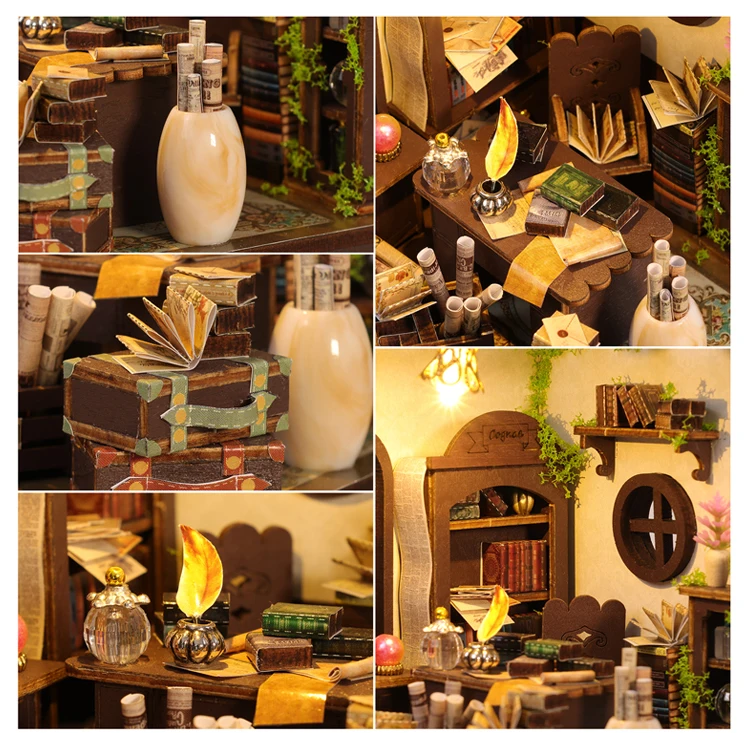 DIY Mini Doll House Wooden Miniature Kit Furniture Litht Dollhouse Furniture Handmade Model Assembly Toys Case Birthday Gifts