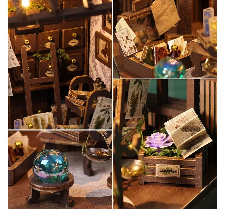 DIY Mini Doll House Wooden Miniature Kit Furniture Litht Dollhouse Furniture Handmade Model Assembly Toys Case Birthday Gifts