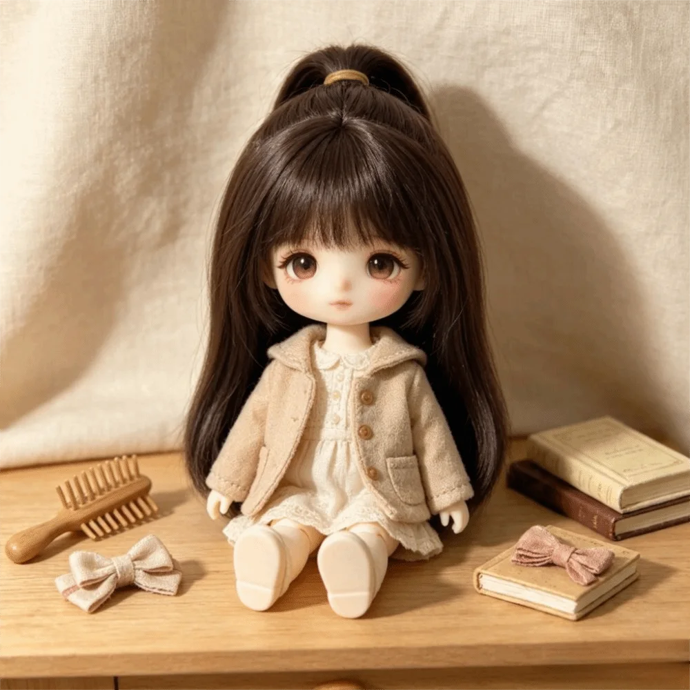 Wig Long Straight Hair Wig Soft Hair High Quality Straight Wig 25cm Milk Soft Silk Synthetic Hair Wig For 1/3 1/4 1/6