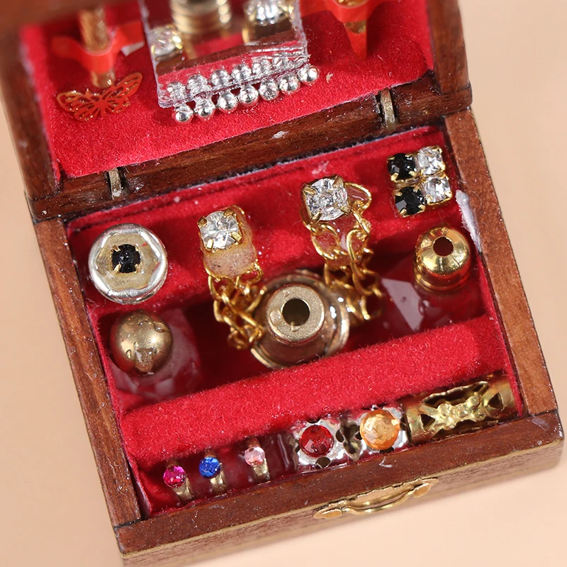 1Pc Mini Jewelry Box Model Dollhouse Miniatures Children DIY Miniatures Doll.