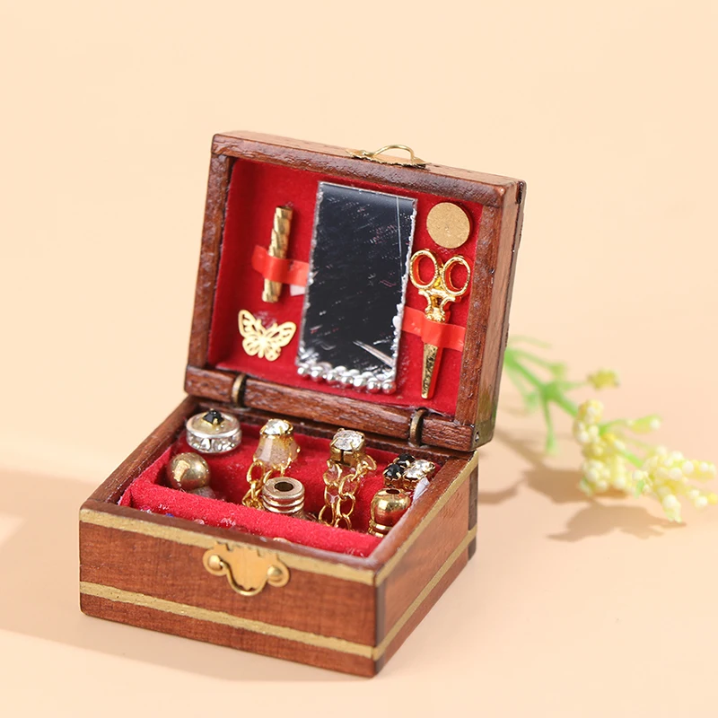 1Pc Mini Jewelry Box Model Dollhouse Miniatures Children DIY Miniatures Doll.