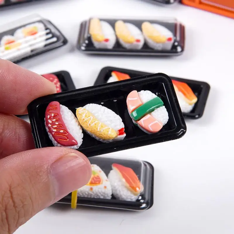 Simulation Sushi Bento Dollhouse Model Lifelike Miniature Food Ornament for DIY Micro Scene Layout Decor