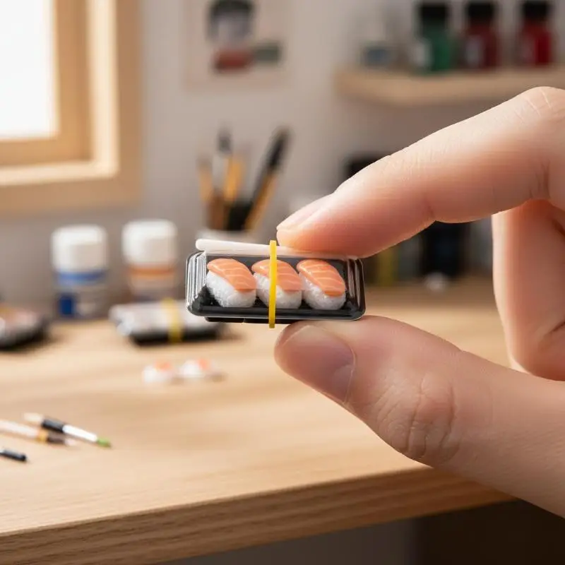 Simulation Sushi Bento Dollhouse Model Lifelike Miniature Food Ornament for DIY Micro Scene Layout Decor