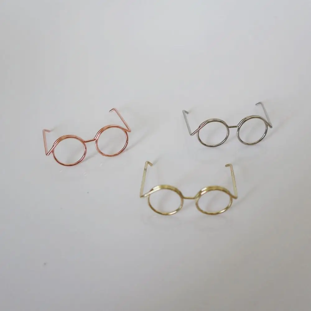 5PCS Black Frame Miniature Doll Eyewear Miniature Metal Metal Round Doll Glasses Toys Decoration Round Frame Doll Mini Glasses