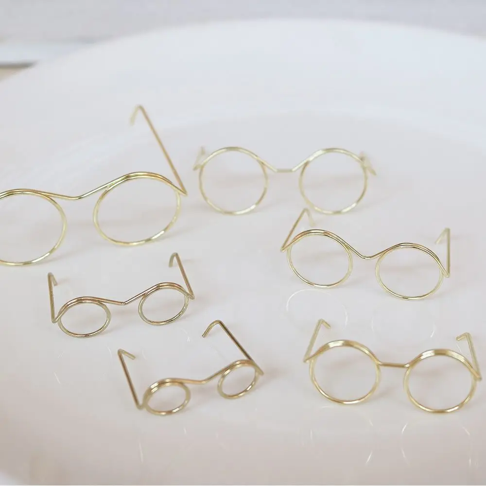 5PCS Black Frame Miniature Doll Eyewear Miniature Metal Metal Round Doll Glasses Toys Decoration Round Frame Doll Mini Glasses