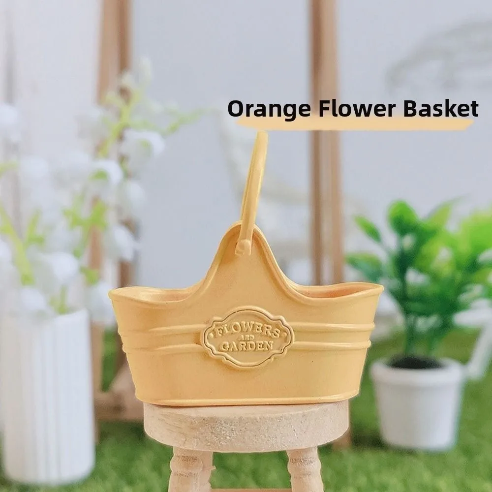 New Metal 1:12 Dollhouse Basket Multicolors Construction Props Shopping Basket 41*18*39mm Flower Bucket Basket