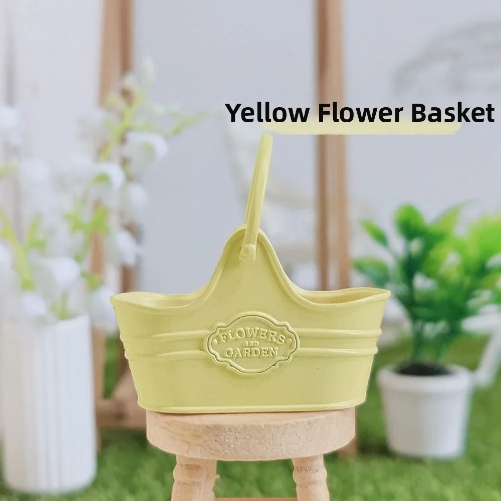 New Metal 1:12 Dollhouse Basket Multicolors Construction Props Shopping Basket 41*18*39mm Flower Bucket Basket
