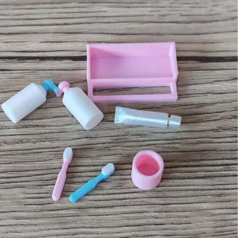 1 Set 1/12 Dollhouse Mini Furniture Accessories Toy Cup Toothpaste Toothbrush