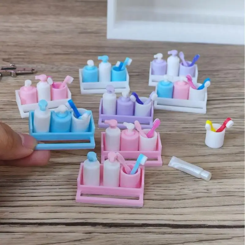 1 Set 1/12 Dollhouse Mini Furniture Accessories Toy Cup Toothpaste Toothbrush