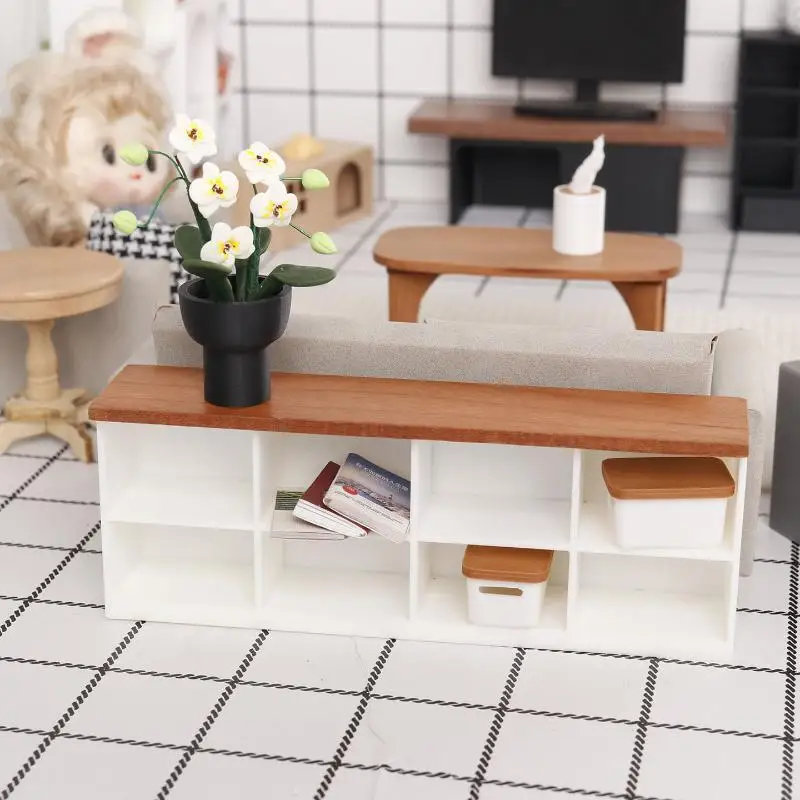 @ Miniature Sideboard/TV Cabinet 1/12 Dollhouse Storage Rack Scene Decor Toy For Doll House Accessories