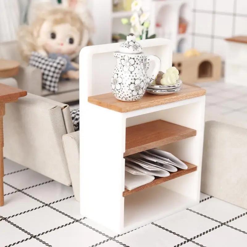 @ Miniature Sideboard/TV Cabinet 1/12 Dollhouse Storage Rack Scene Decor Toy For Doll House Accessories