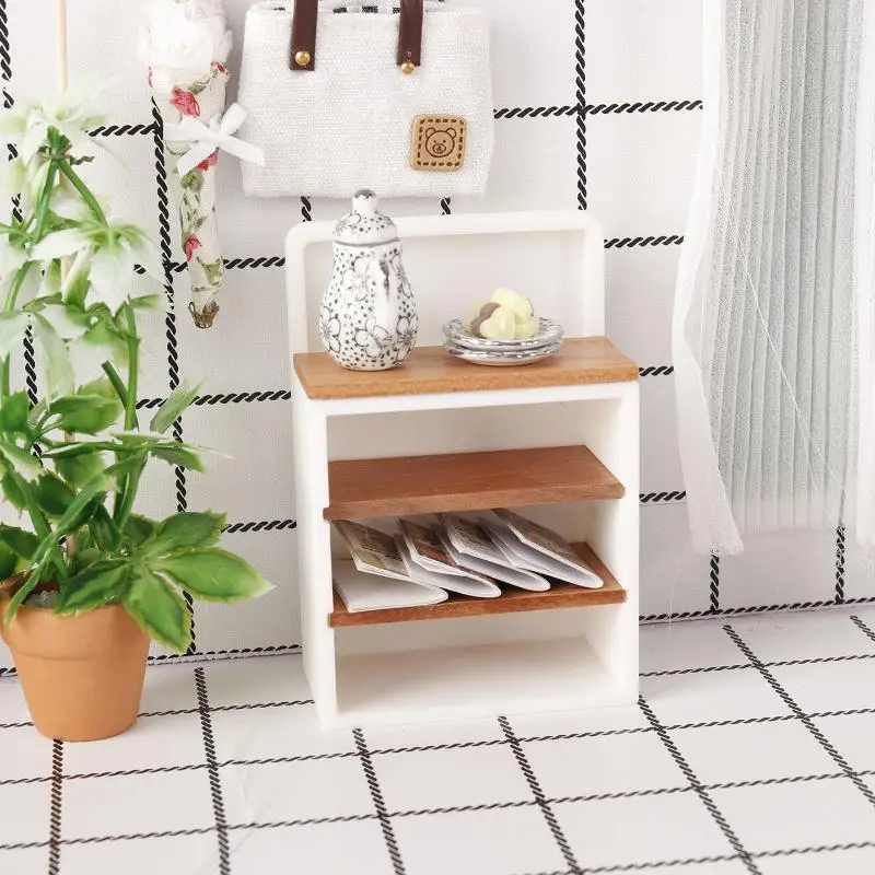 @ Miniature Sideboard/TV Cabinet 1/12 Dollhouse Storage Rack Scene Decor Toy For Doll House Accessories