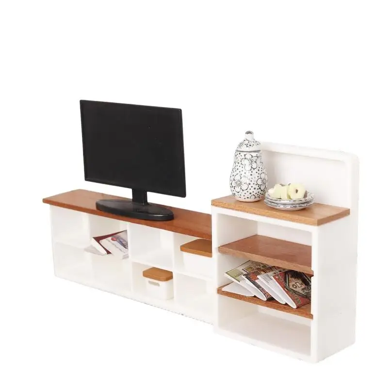 @ Miniature Sideboard/TV Cabinet 1/12 Dollhouse Storage Rack Scene Decor Toy For Doll House Accessories
