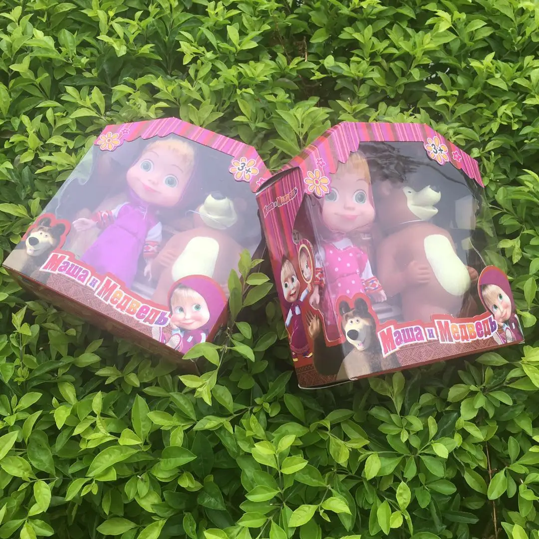 6.5-inch physical Martha and Bear Doll Set, children's simulation cartoon doll, parent-child interactive toy