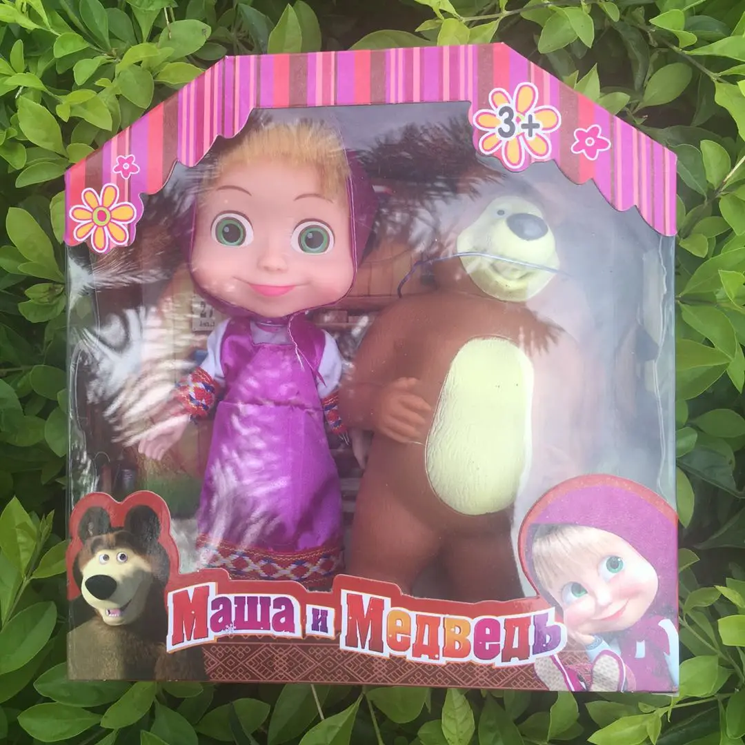 6.5-inch physical Martha and Bear Doll Set, children's simulation cartoon doll, parent-child interactive toy