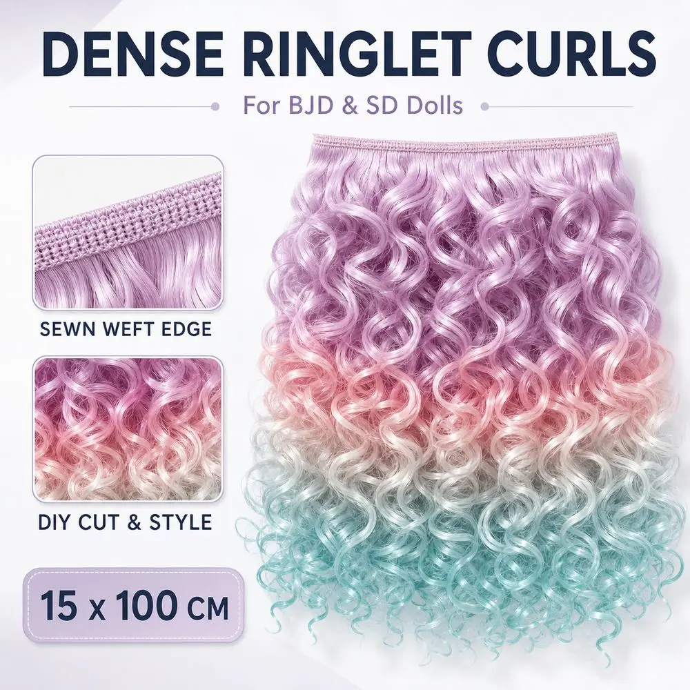 15CM Length Curly Doll Hair Imitation Wool Roll Gradient Color DIY Toy Hair Chemical Fiber Doll Hair Extensions For BJD SD Doll