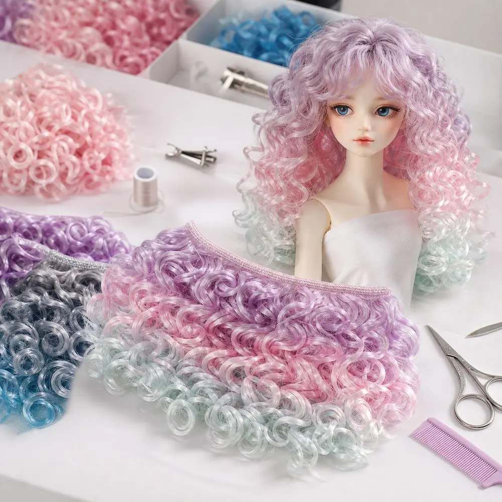 15CM Length Curly Doll Hair Imitation Wool Roll Gradient Color DIY Toy Hair Chemical Fiber Doll Hair Extensions For BJD SD Doll