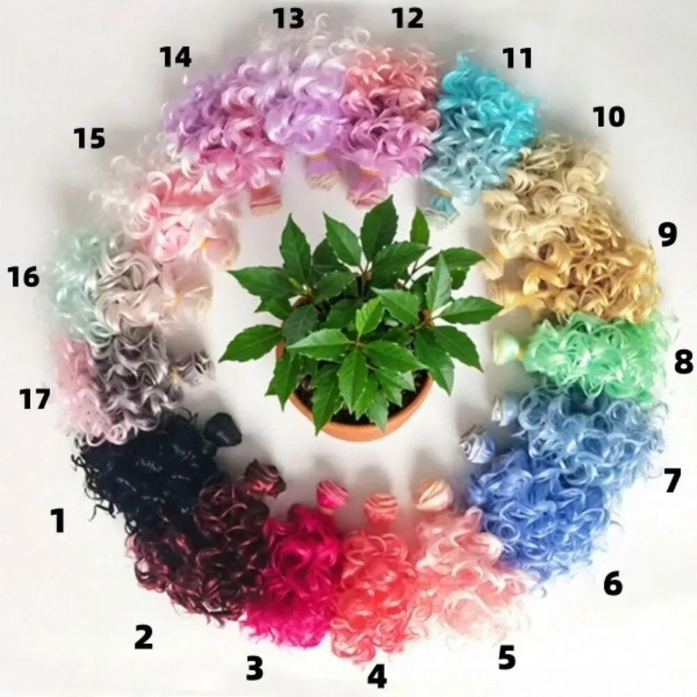 15CM Length Curly Doll Hair Imitation Wool Roll Gradient Color DIY Toy Hair Chemical Fiber Doll Hair Extensions For BJD SD Doll